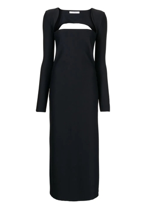 Rokh square-neck long-sleeve midi dress - Black