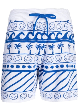 Joshua Sanders wave-print drawstring shorts - White