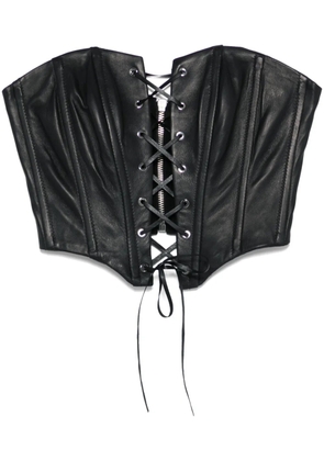 John Richmond lace-up leather corset top - Black