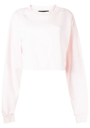 La Detresse distressed cropped sweatshirt - Pink