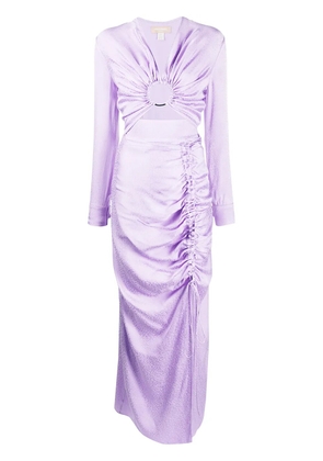 Materiel ruched long sleeved dress - Purple