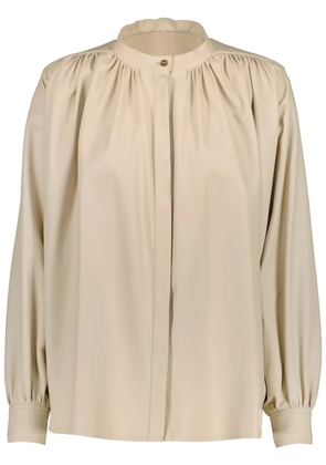 Yves Salomon pleated leather shirt - Neutrals