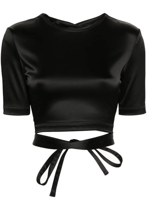 Patou open-back satin T-shirt - Black