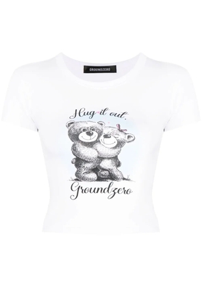 Ground Zero slogan-print cotton cropped T-shirt - White