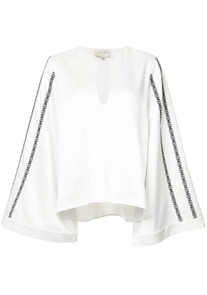 Zeus+Dione embroidered wide sleeve blouse - White