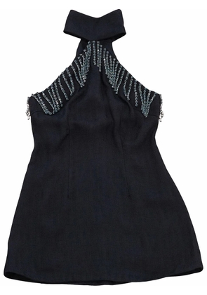 Christopher Kane crystal-trim halterneck dress - Blue