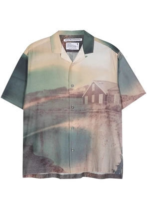 White Mountaineering photograph-print cotton-silk blend shirt - Blue