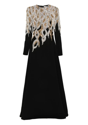 Dina Melwani crystal-embellished crepe gown - Black