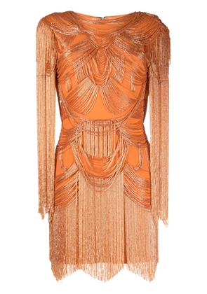 Zuhair Murad fringe-embellished fitted minidress - Orange