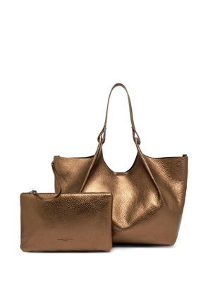 GIANNI CHIARINI Dua metallic-finish leather tote bag - Brown
