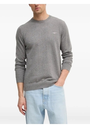 Gant logo-embroidered crew-neck sweater - Grey