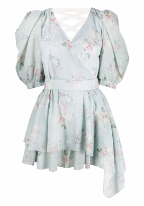 Ulyana Sergeenko tie-fastening floral print dress - Green