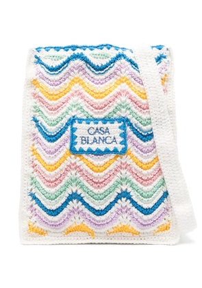 Casablanca wavy crochet cross body bag - White