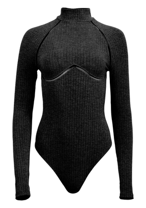 Fleur Du Mal lattice-trim ribbed bodysuit - Black