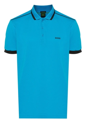 BOSS logo-print piqué polo shirt - Blue