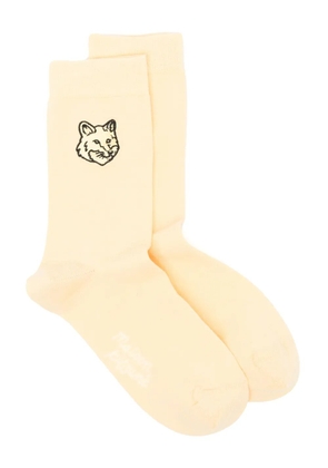 Maison Kitsuné Bold Fox head patch socks - Yellow
