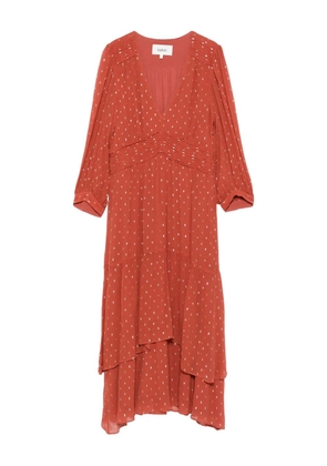 Ba&Sh Maia metallic-dot tiered midi dress - Brown
