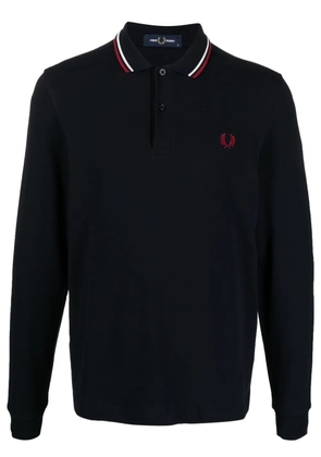 Fred Perry logo-embroidered cotton polo shirt - Blue