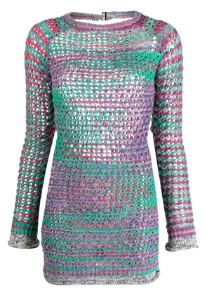 The Attico openwork-knit minidress - Purple