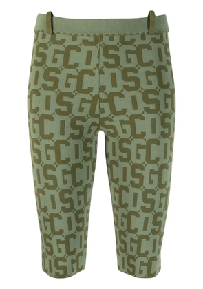 GCDS two-tone monogram-jacquard cropped leggings - Green