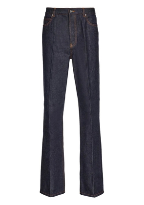 Ferragamo logo-appliqué contrast-stitching straight-leg jeans - Blue