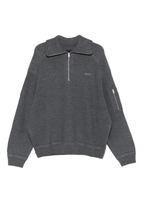 Juun.J ribbed half-zip sweater - Grey