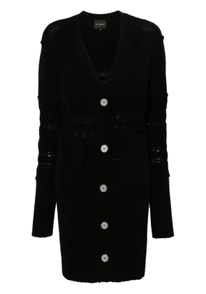 John Richmond cable-knit detailed midi cardigan - Black