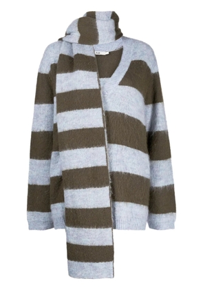 b+ab stripe-pattern V-neck jumper - Blue