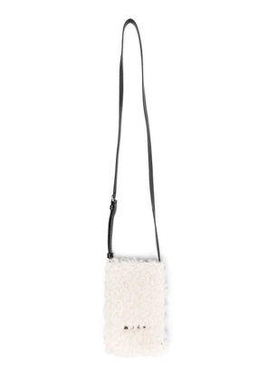 Marni shearling logo-print phone case - White