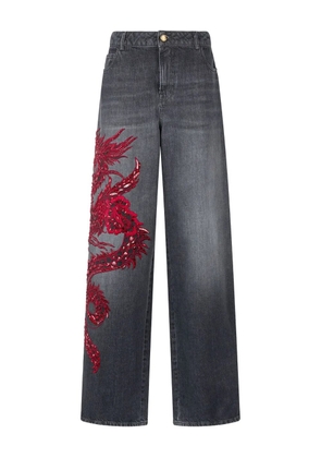Roberto Cavalli dragon-sequin jeans - Black