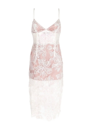 Fleur Du Mal floral-embroidered sequinned midi dress - White