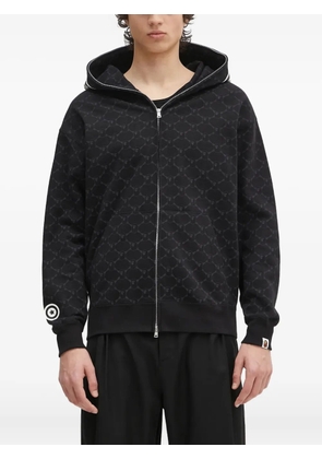 A BATHING APE® monogram shark-head zip-up hoodie - Black