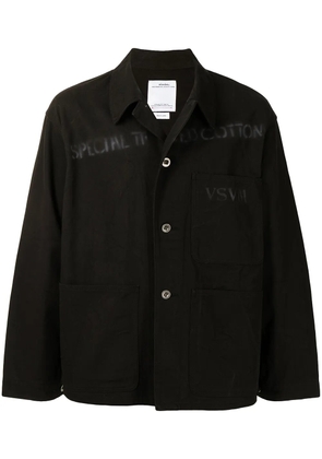 visvim logo-print crinkle-effect shirt jacket - Brown