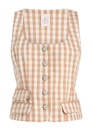 Cinq A Sept Gingham denim top - Neutrals
