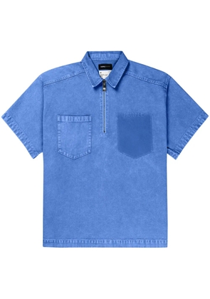 Purple Brand logo-embroidered missing-pocket polo shirt - Blue