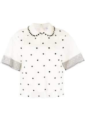 RED Valentino crystal-embellished silk blouse - Neutrals