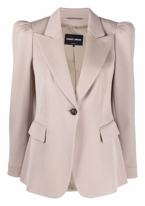 Giorgio Armani padded-shoulders fitted blazer - Neutrals