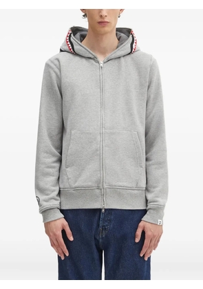 A BATHING APE® shark-hooded zip-up sweatshirt - Grey