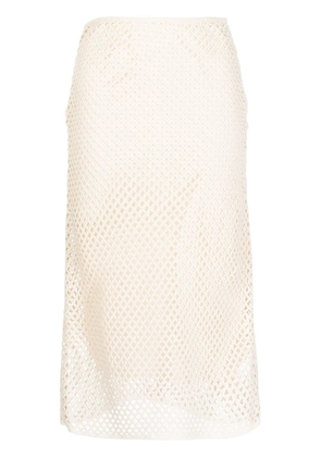Goen.J open-knit midi skirt - White