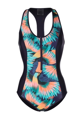 Duskii tucan-print zip-up swimsuit - Multicolour