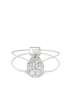 Persée 18K white gold floating-pear diamond ring - Silver