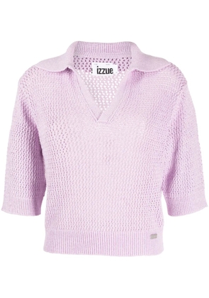 izzue V-neck crochet jumper - Purple