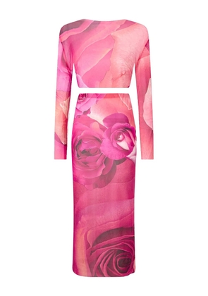Roberto Cavalli rose-print skirt - Pink
