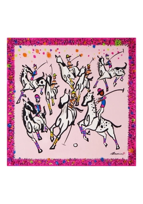 Shanghai Tang equestrian-print silk scarf - Pink