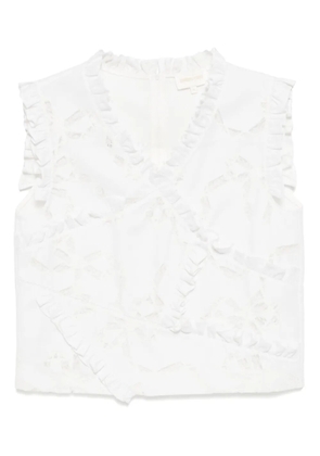 SHUSHU/TONG lace-trimmed top - White