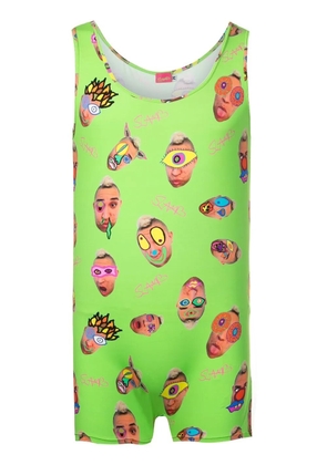 Amir Slama abstract-print sleeveless bodysuit - Green