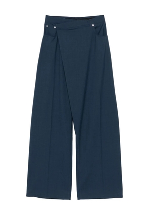 Mugler wrap pocketed wide-leg trousers - Blue