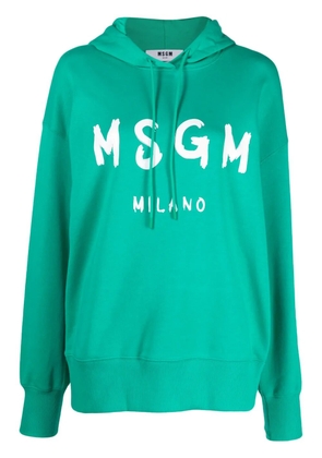 MSGM logo-print cotton hoodie - Green