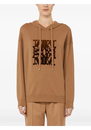 Max Mara velvet-logo hoodie - Brown