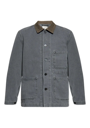 Officine Generale corduroy-collar denim shirt jacket - Grey